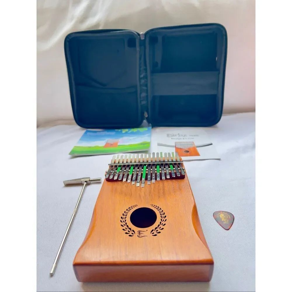 Kalimba Thumb Piano, Portable 17 Keys Mbira Finger Piano W Tune Hammer, Case